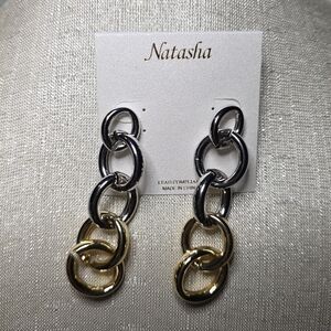 Natasha Couture Dual-Tone Chain Earrings